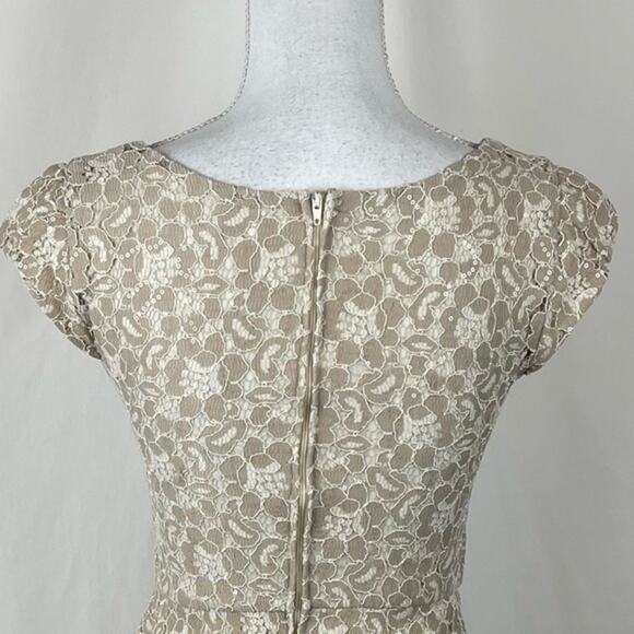Honey And Rosie Embroidered Cream & Tan Lace w/Sequins Party Event Dress Size 1 - Picture 6 of 13